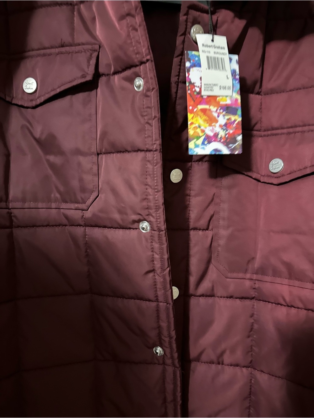 Robert Graham Quilted Snap-Front Jacket in Wine